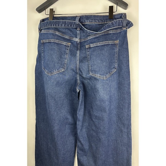 NWT GAP High Rise Stride Belted Wide Leg Jeans Raw Hem Dark Wash Plus Size 34 18 - Picture 9 of 11